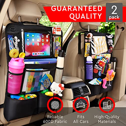 Backseat Car Organizer , Kick Mats Back Seat Protector with Touch Screen Tablet Holder,  for Kids, Kick Mat with 9 Storage Pockets 2 Pack