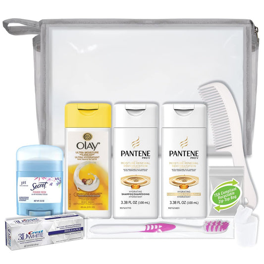 Convenience Kits International Women's 10-Piece Deluxe Kit with Travel Size TSA Compliant Essentials, Featuring