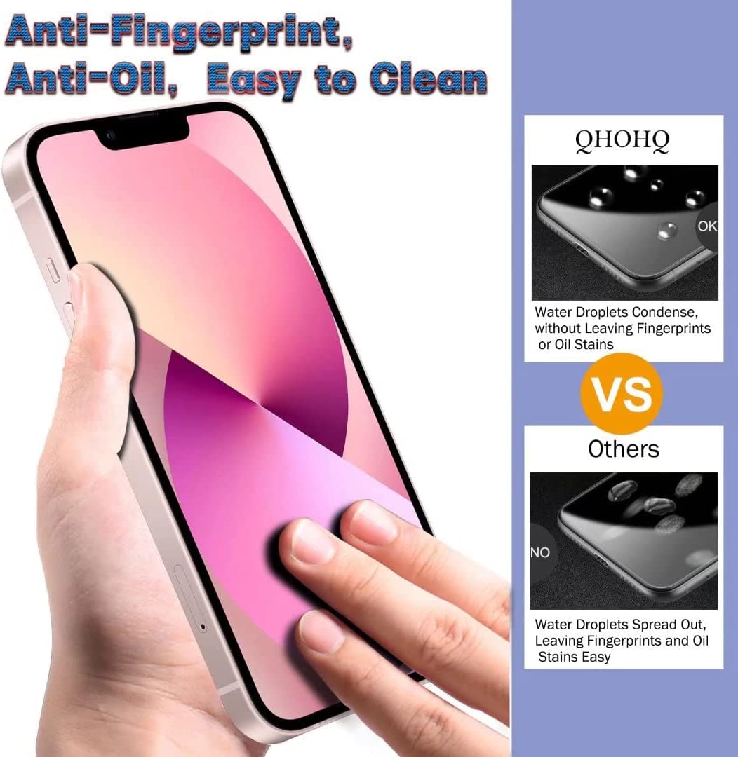 Screen Protector QHOHQ 3 Pack  Designed for iPhone 13 6.1 Inch with 3 Pack Tempered Glass Camera Lens Protector, Ultra HD