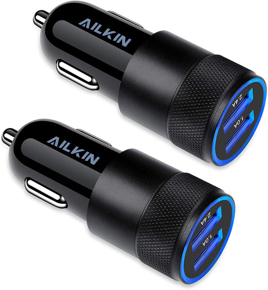 Car Charger 2Pack , 3.4A Fast Charge Dual Port USB Cargador Carro Lighter Adapter for iPhone