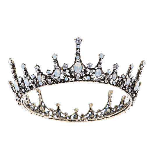 SWEETV Crystal Baroque Queen Crown - Vintage Princess Tiara, Wedding Prom Hallloween Opal Costume