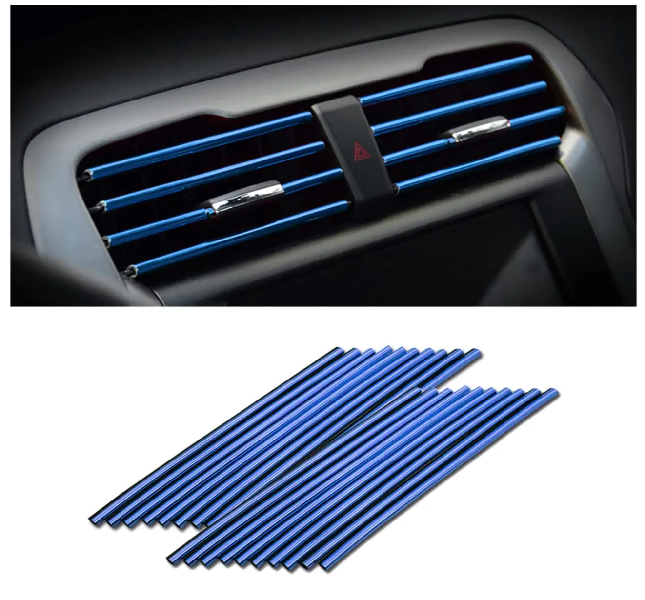 Car Air Conditioner Decoration Strip 8sanlione for Vent Outlet, Universal Waterproof Bendable Air Vent Outlet Trim Decoration (20 Pieces)