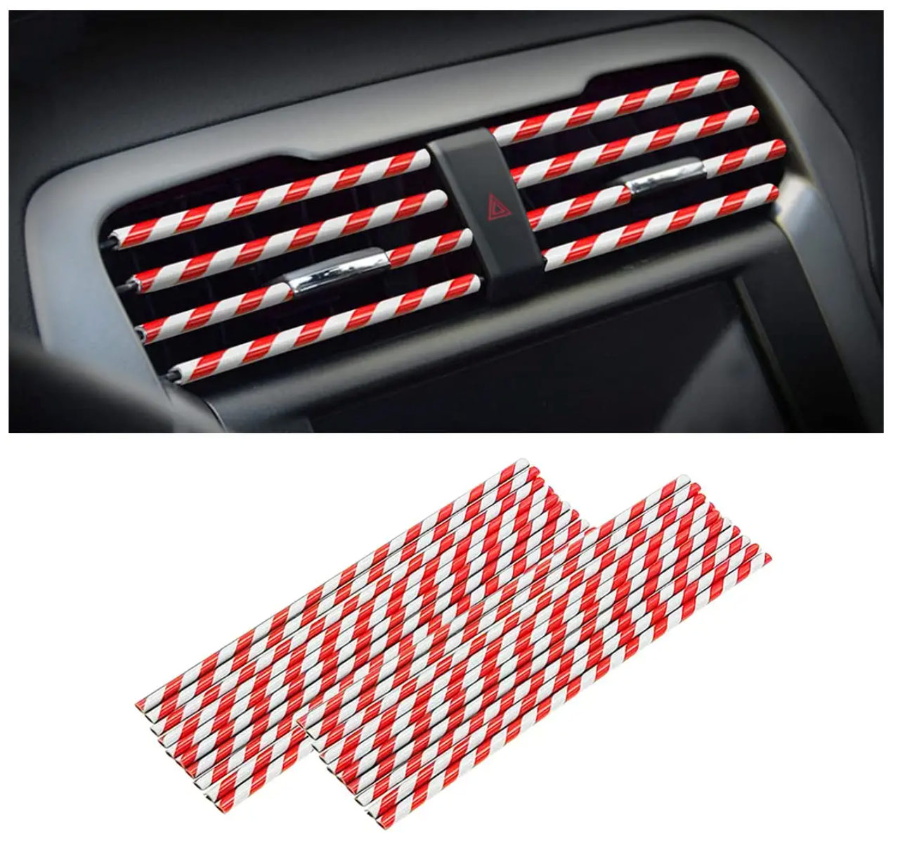 Car Air Conditioner Decoration Strip 8sanlione for Vent Outlet, Universal Waterproof Bendable Air Vent Outlet Trim Decoration (20 Pieces)