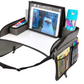 Kids Travel Tray with Dry Erase Board, Road Trip Essentials Kids, No-Drop Tablet Holder, Lap Desk, Cup Holder, Toddler Toy Storage, Fits Airplane and Booster Seat (Black)